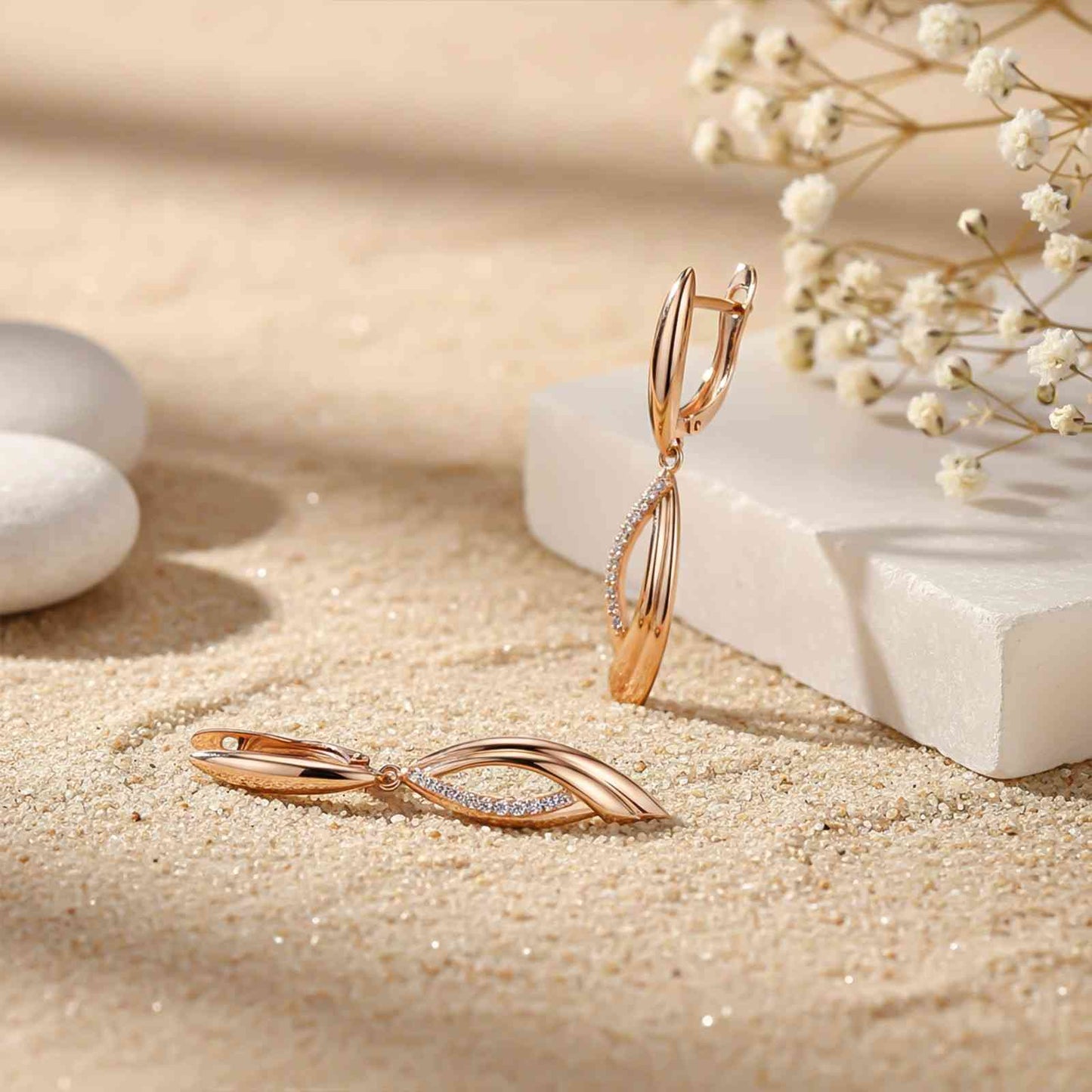 Golden Moissanite Vintage Long Dangle Earrings