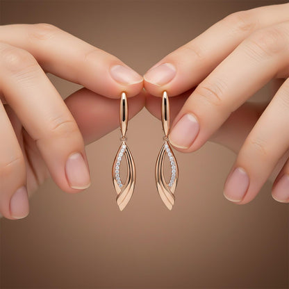 Golden Moissanite Vintage Long Dangle Earrings