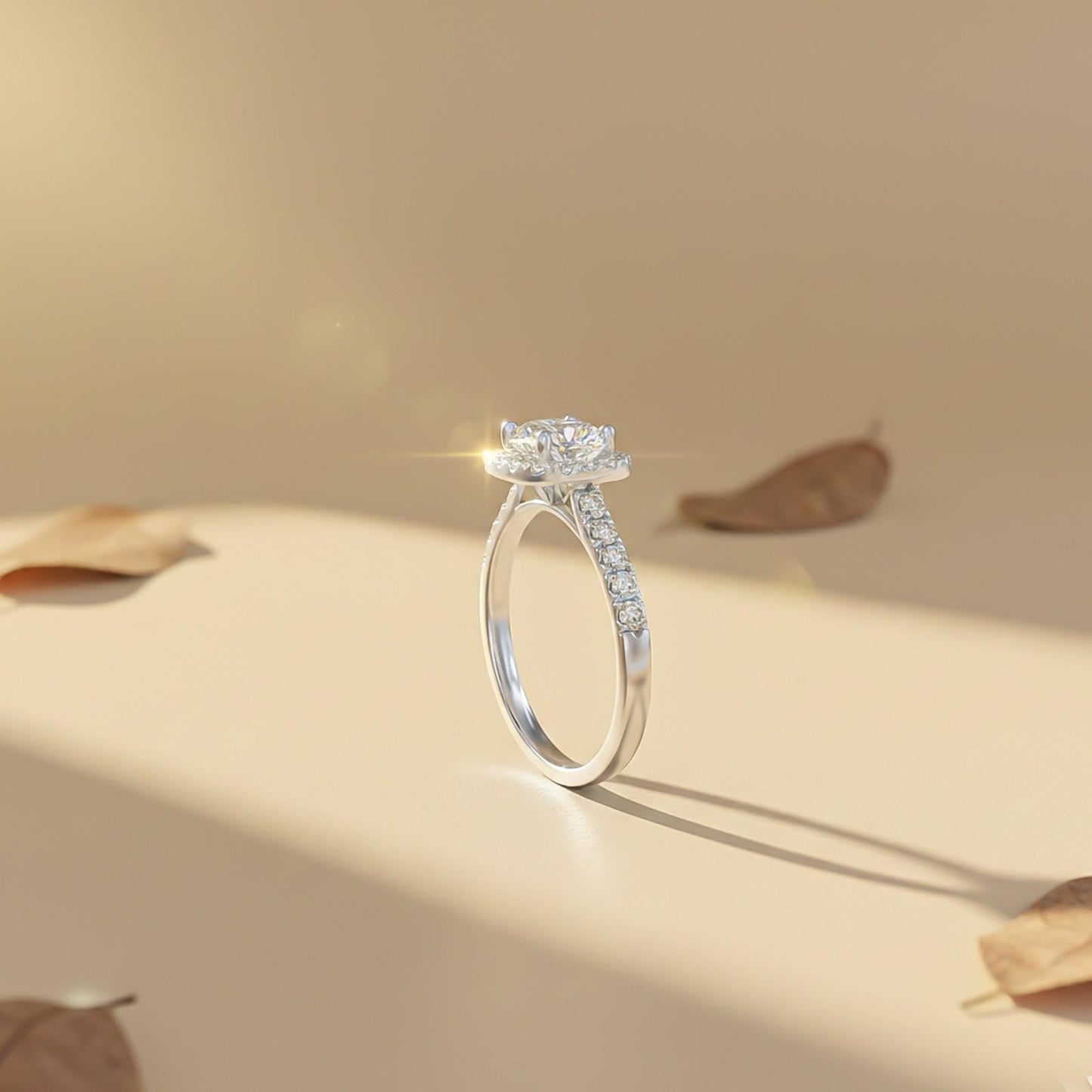 Silver 3 Carat Moissanite Halo Ring