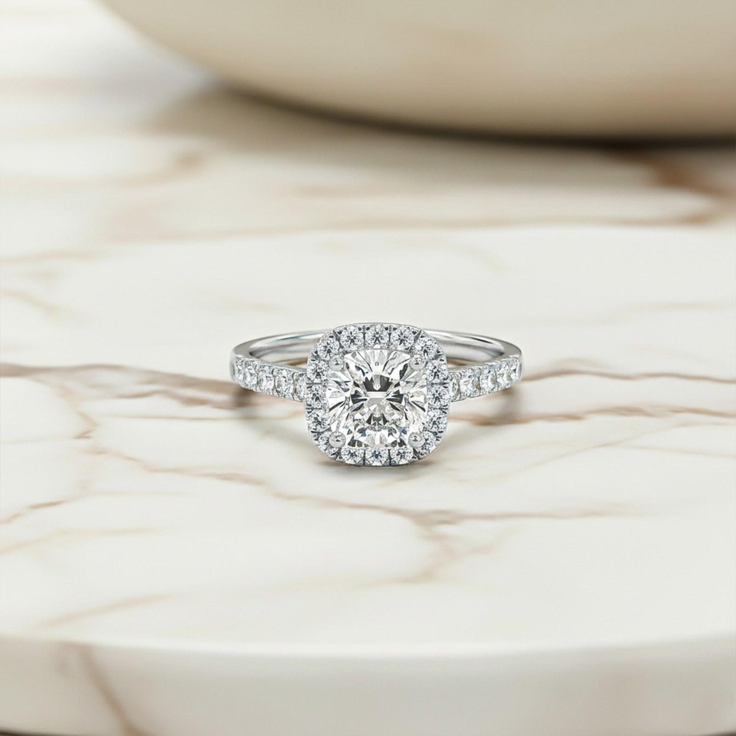 Silver 3 Carat Moissanite Halo Ring
