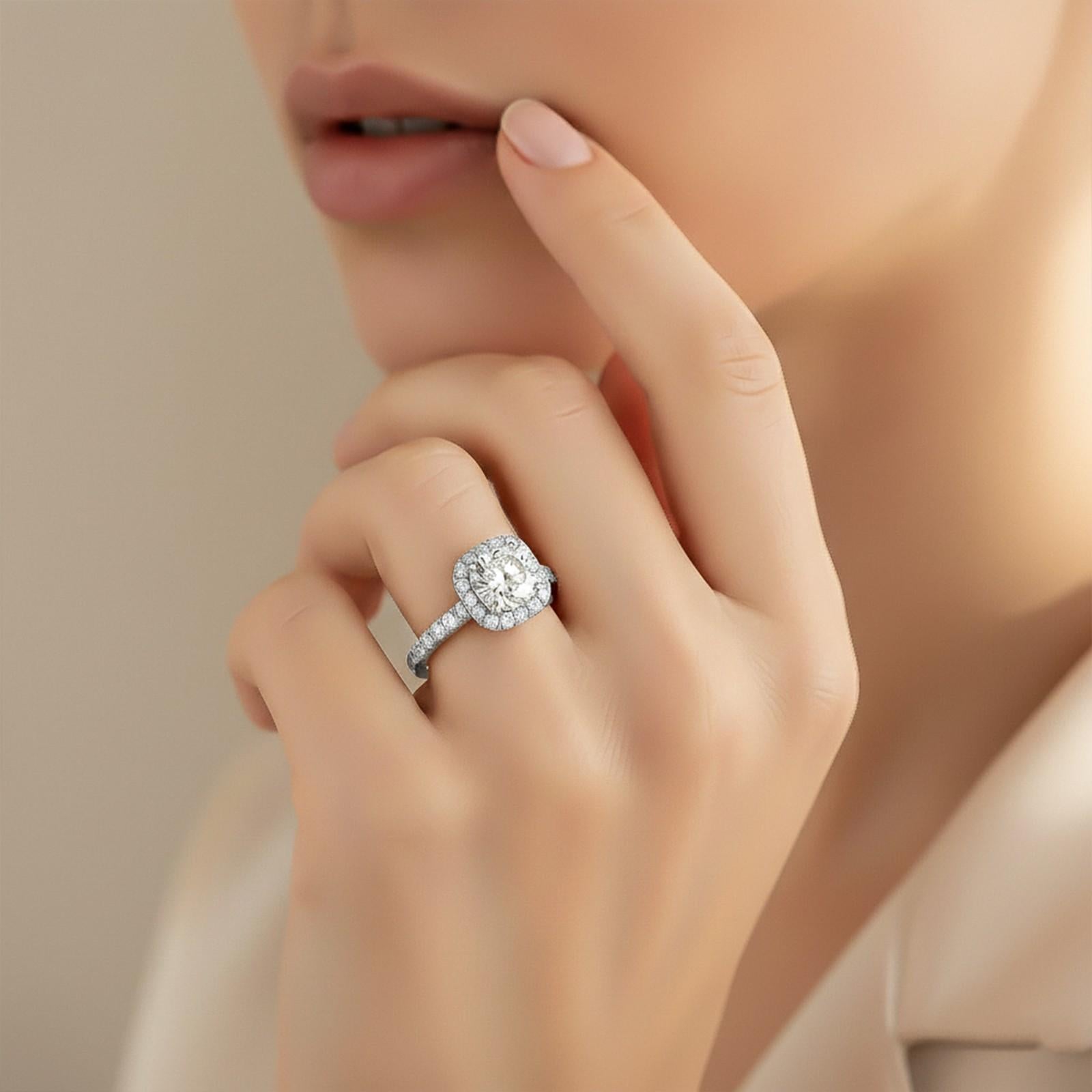 Silver 3 Carat Moissanite Halo Ring