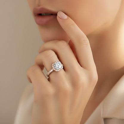 Silver 3 Carat Moissanite Halo Ring