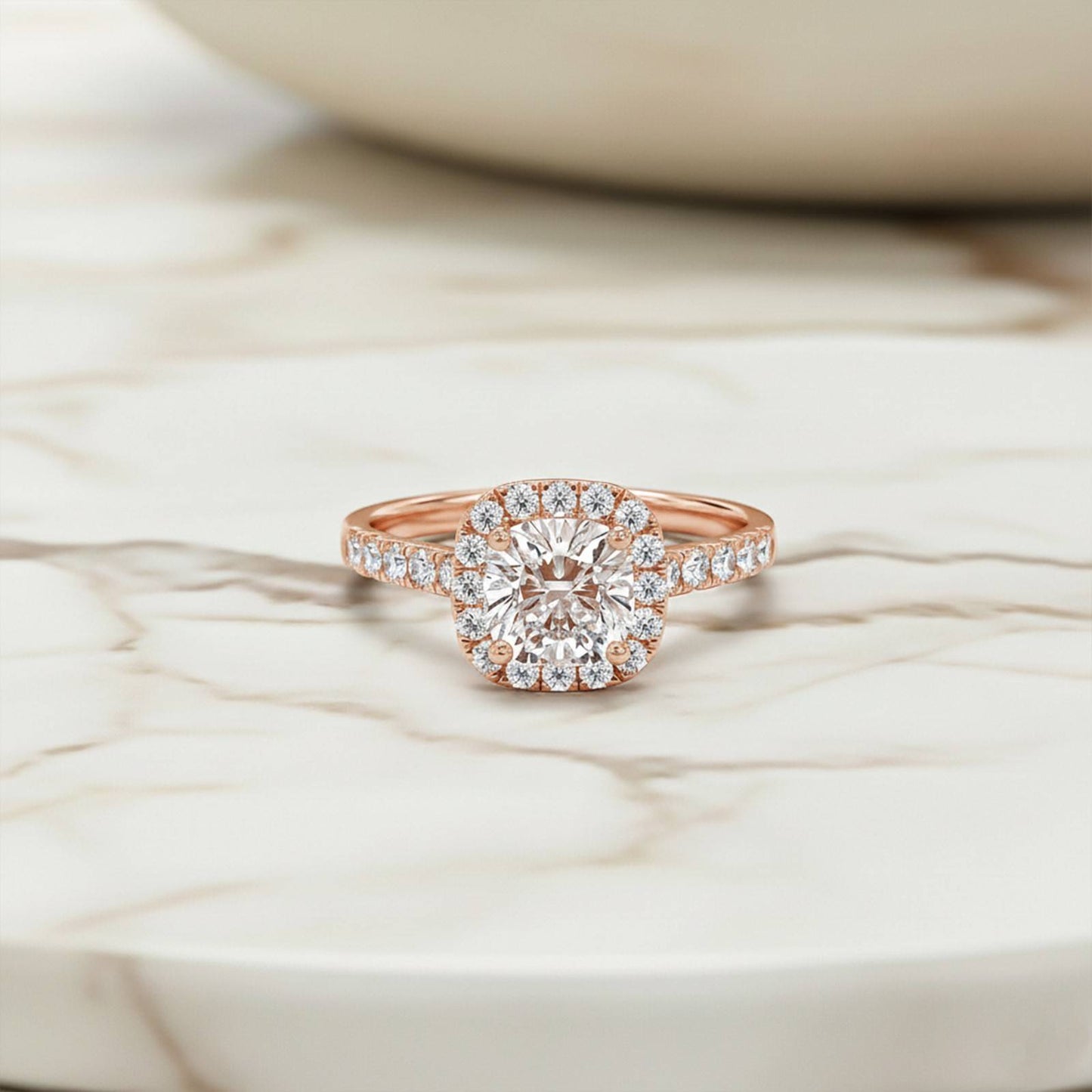 Silver 3 Carat Moissanite Halo Ring