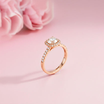 Silver 3 Carat Moissanite Halo Ring