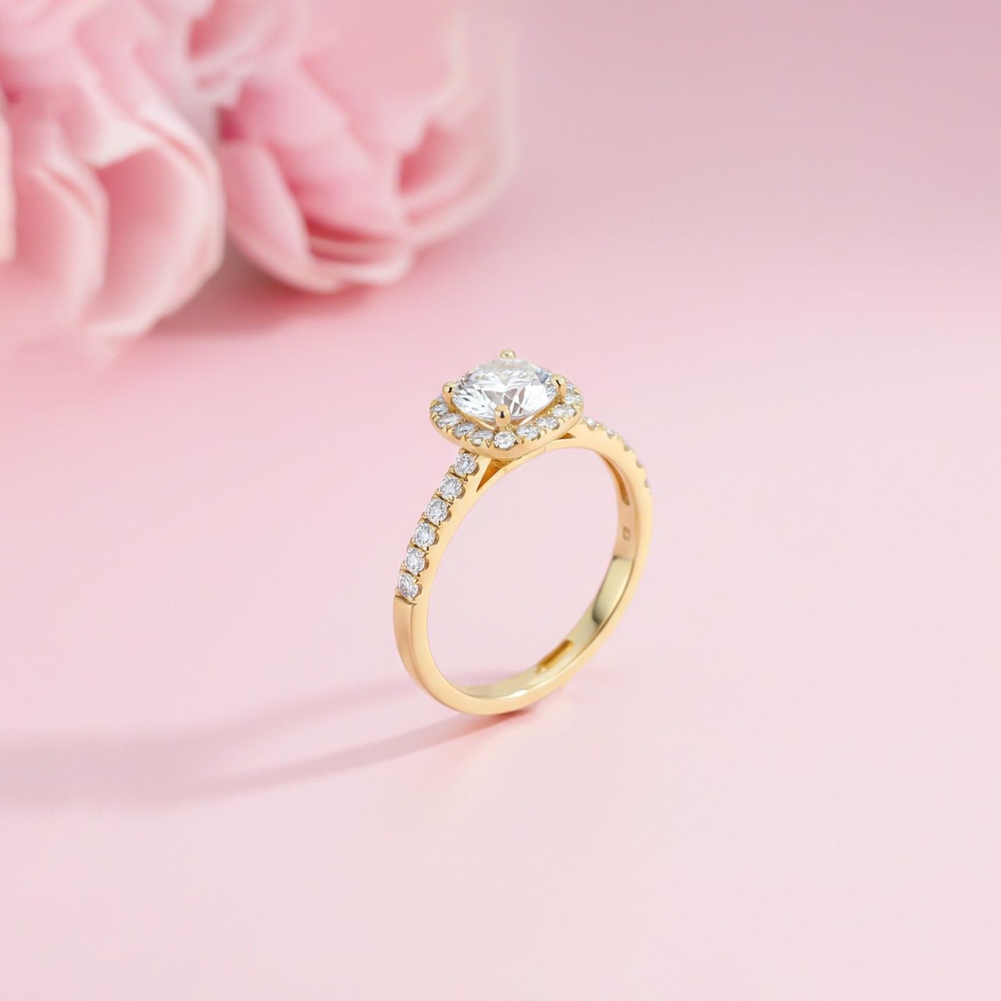 Silver 3 Carat Moissanite Halo Ring