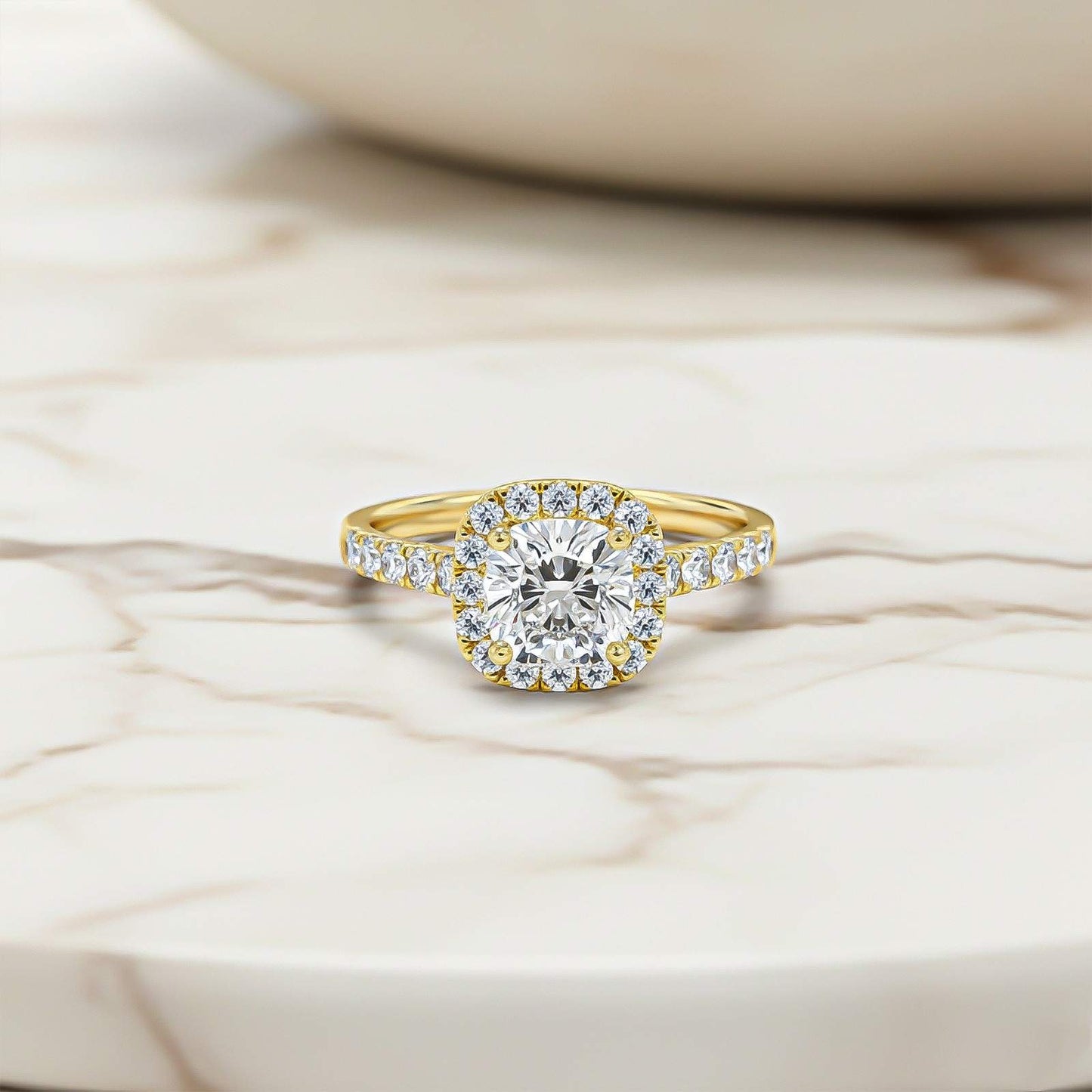 Silver 3 Carat Moissanite Halo Ring