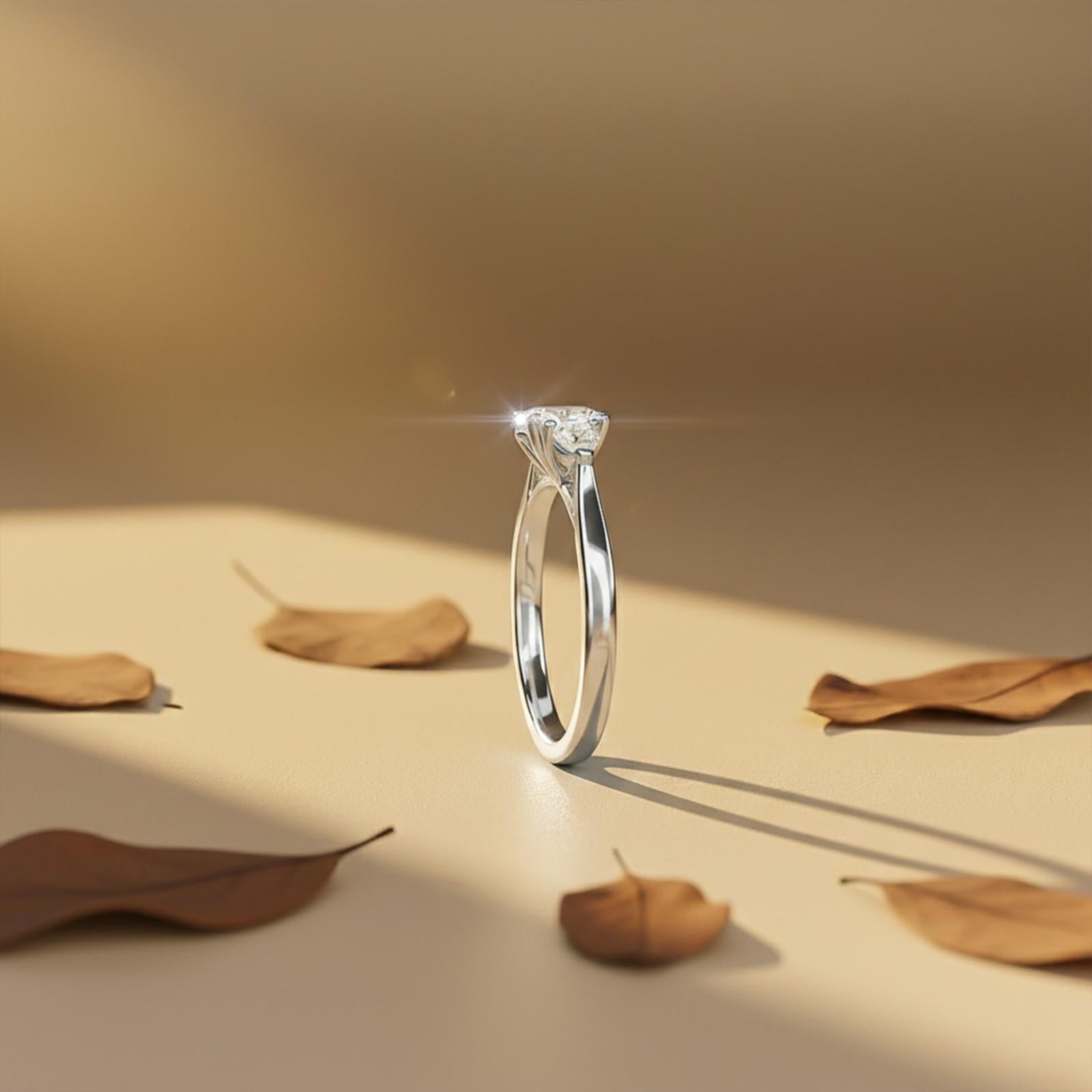 Silver Oval and Pear Moissanite Trilogy Ring