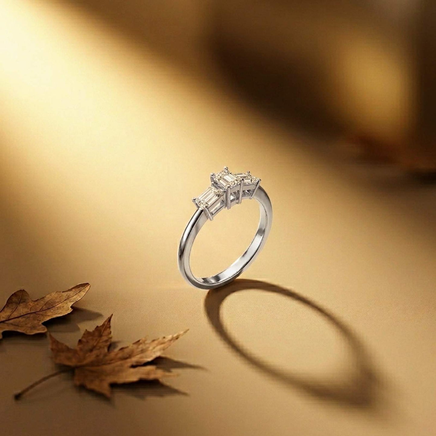 1.68Ct Moissanite Emerald Cut Three-Stone Ring