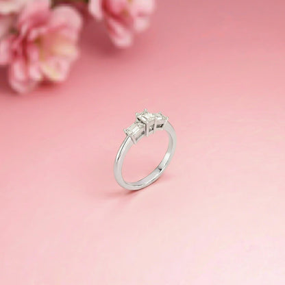 1.68Ct Moissanite Emerald Cut Three-Stone Ring