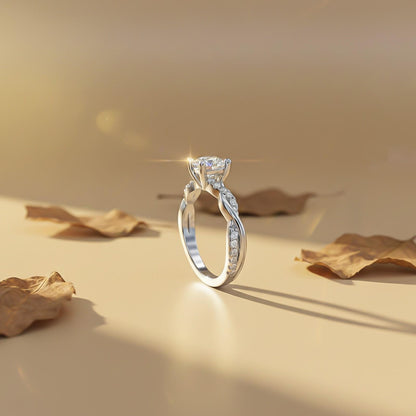 Silver Moissanite Twisted Ring