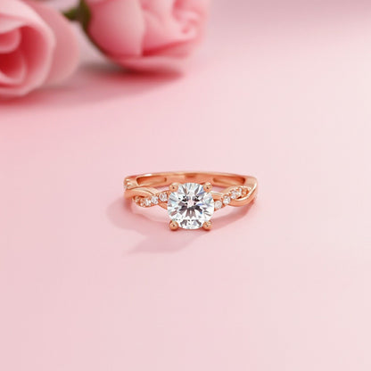 Silver Moissanite Twisted Ring
