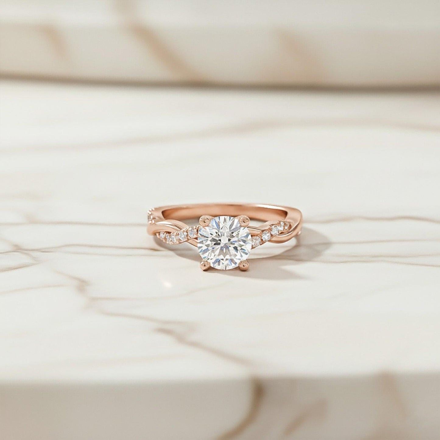 Silver Moissanite Twisted Ring