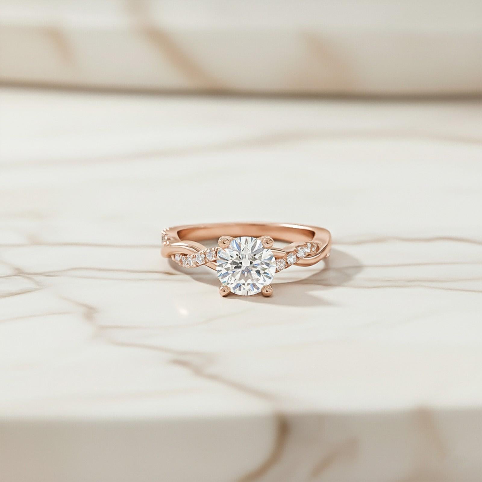 Silver Moissanite Twisted Ring