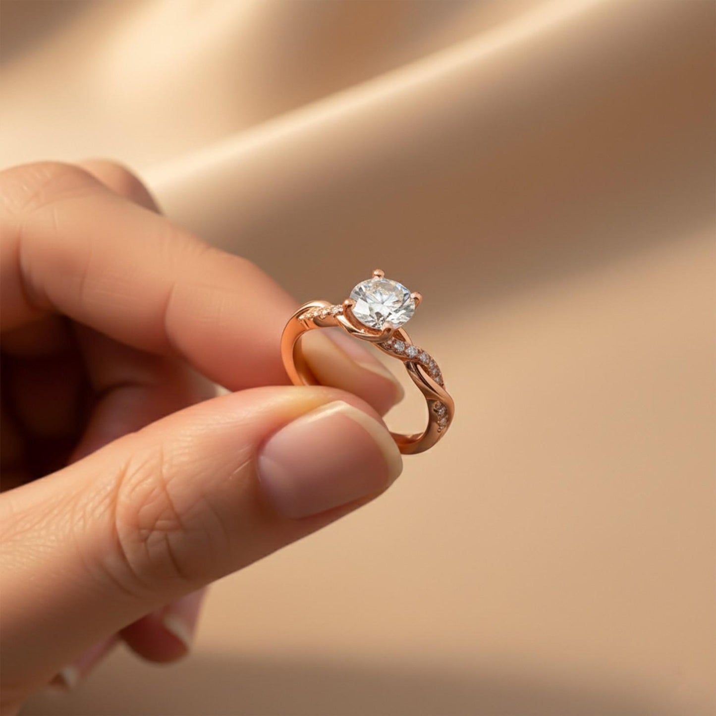 Silver Moissanite Twisted Ring