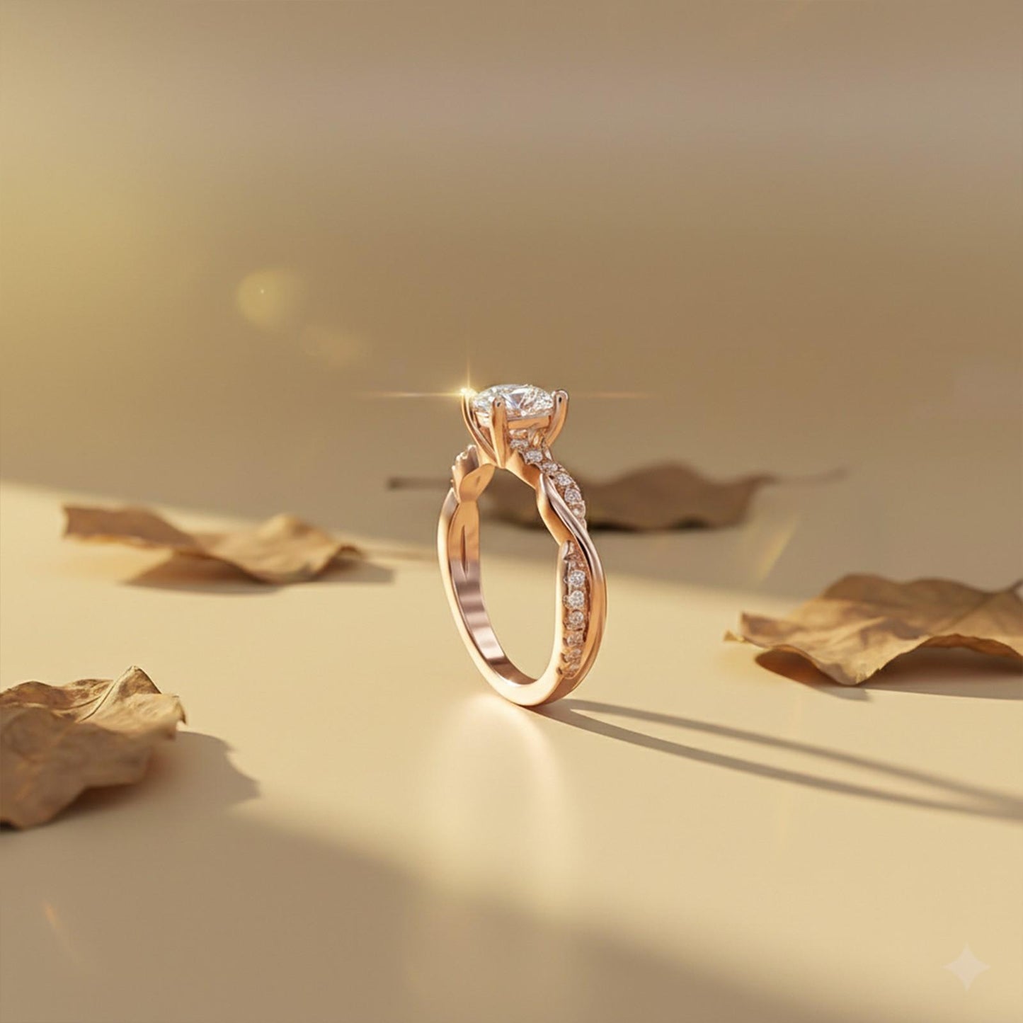 Silver Moissanite Twisted Ring