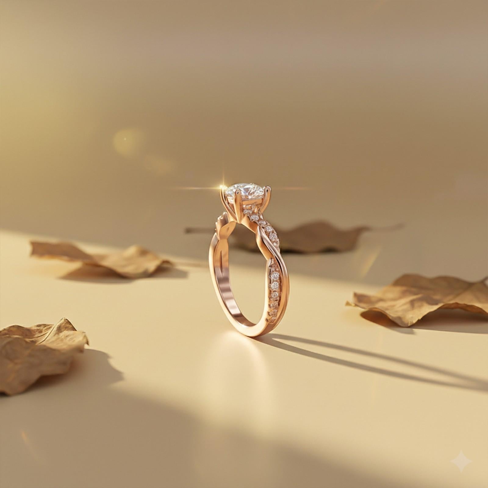 Silver Moissanite Twisted Ring