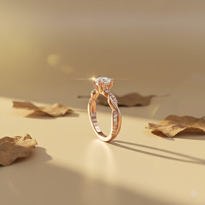 Silver Moissanite Twisted Ring