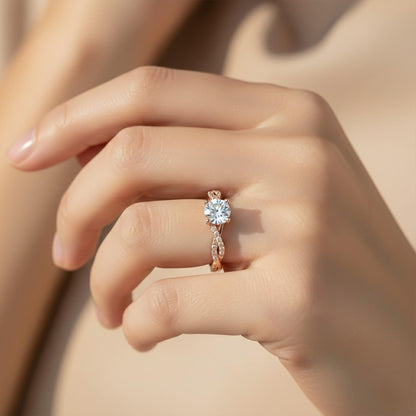 Silver Moissanite Twisted Ring