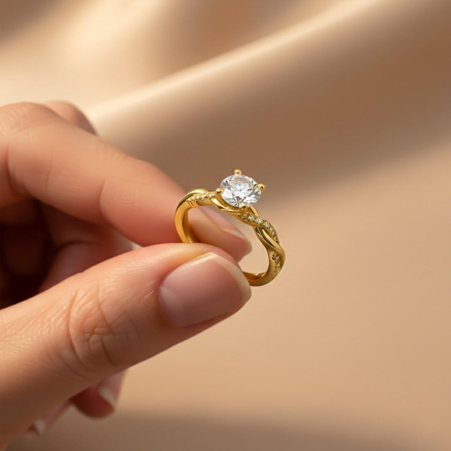 Silver Moissanite Twisted Ring