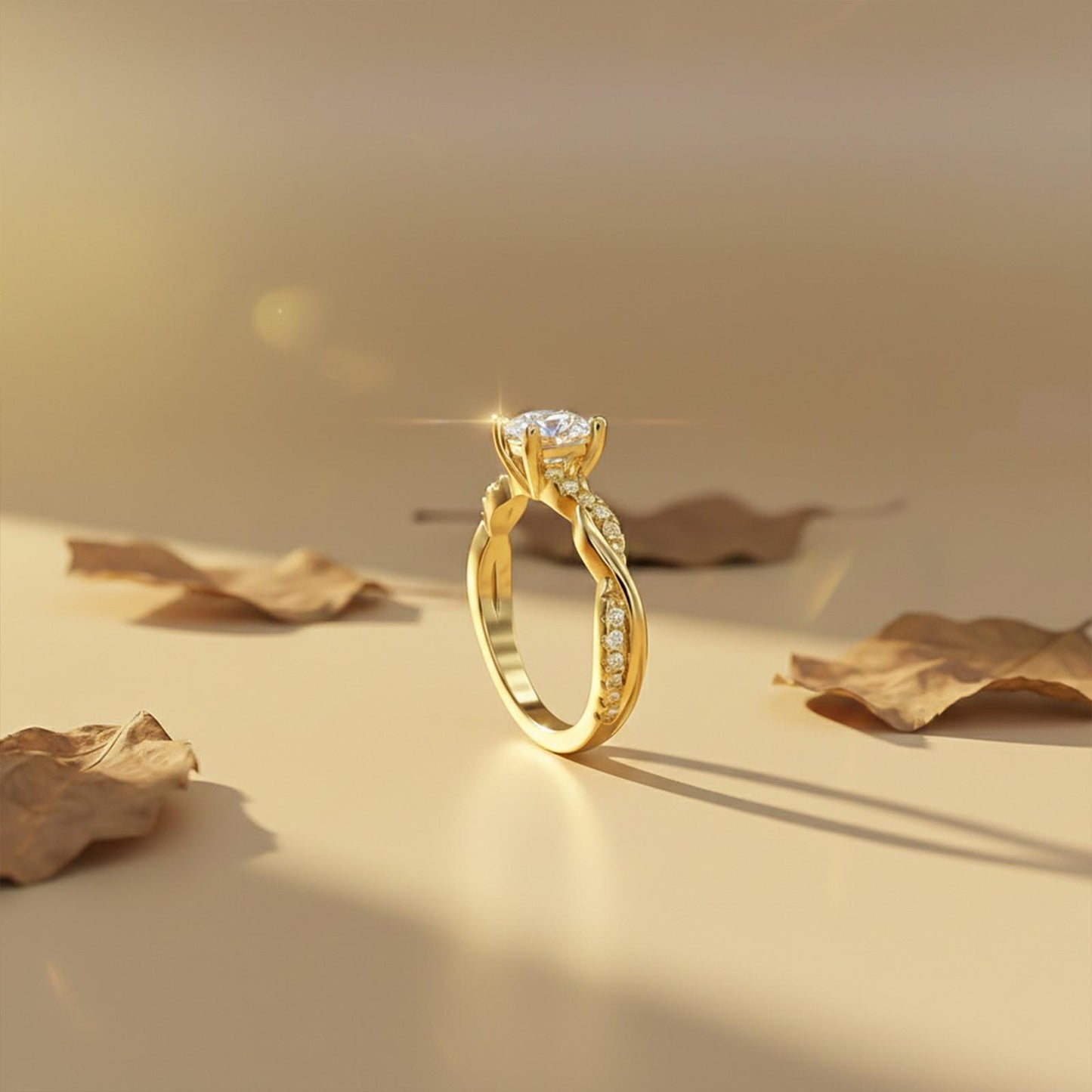 Silver Moissanite Twisted Ring