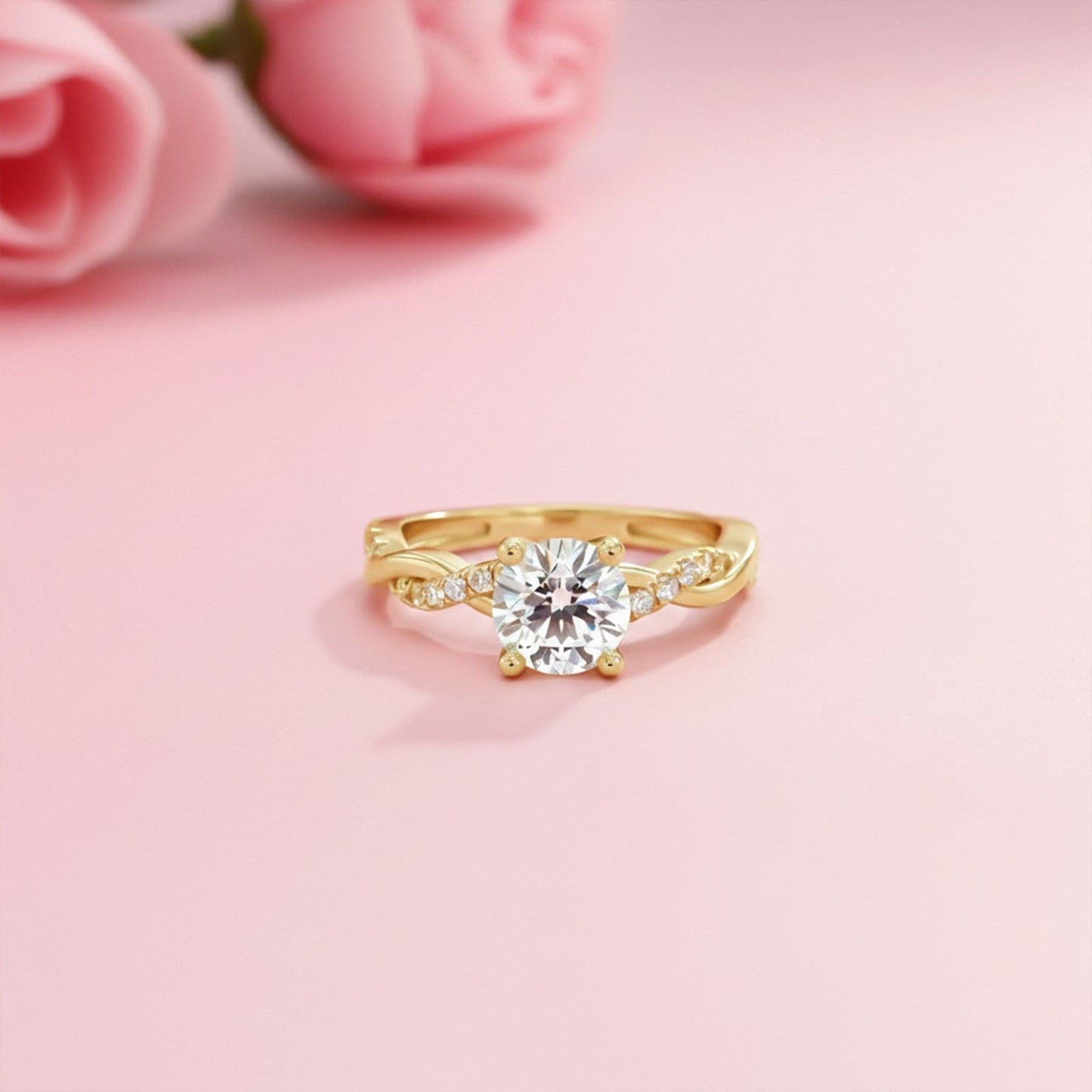 Silver Moissanite Twisted Ring