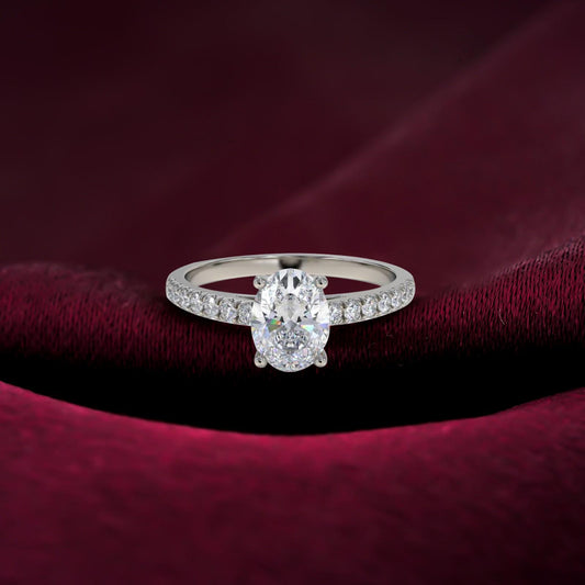 Oval Moissanite Shoulder Set Ring