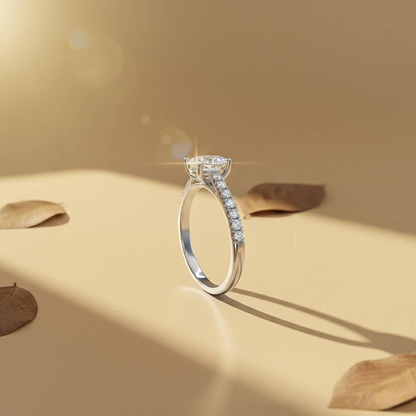 Oval Moissanite Shoulder Set Ring