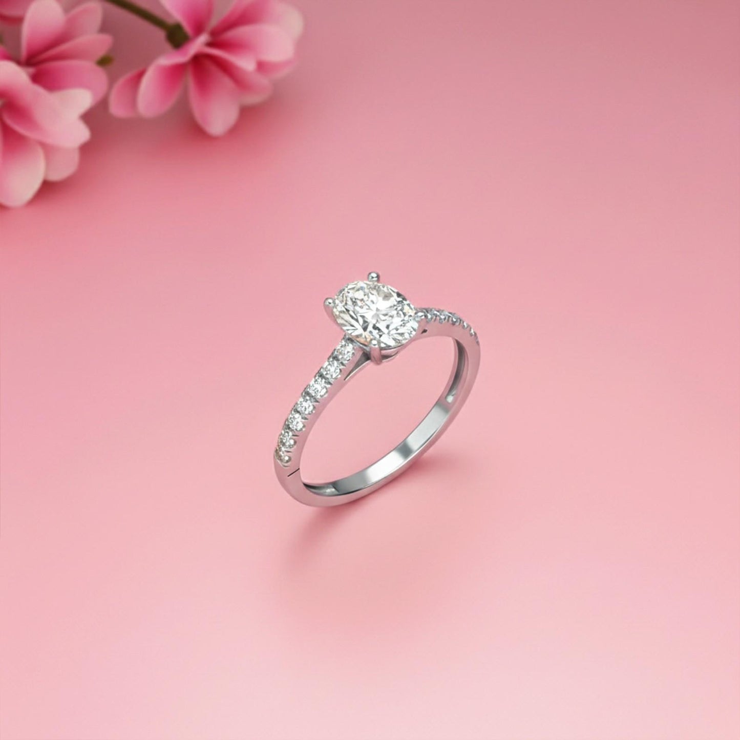 Oval Moissanite Shoulder Set Ring