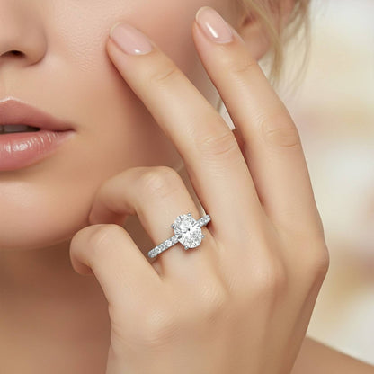 Oval Moissanite Shoulder Set Ring