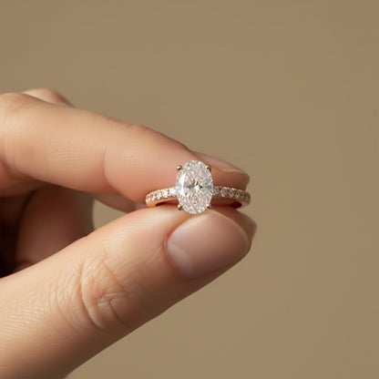 Oval Moissanite Shoulder Set Ring