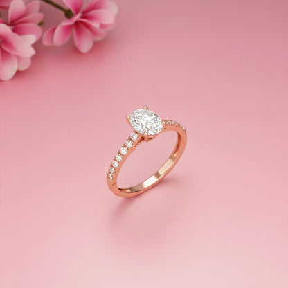 Oval Moissanite Shoulder Set Ring