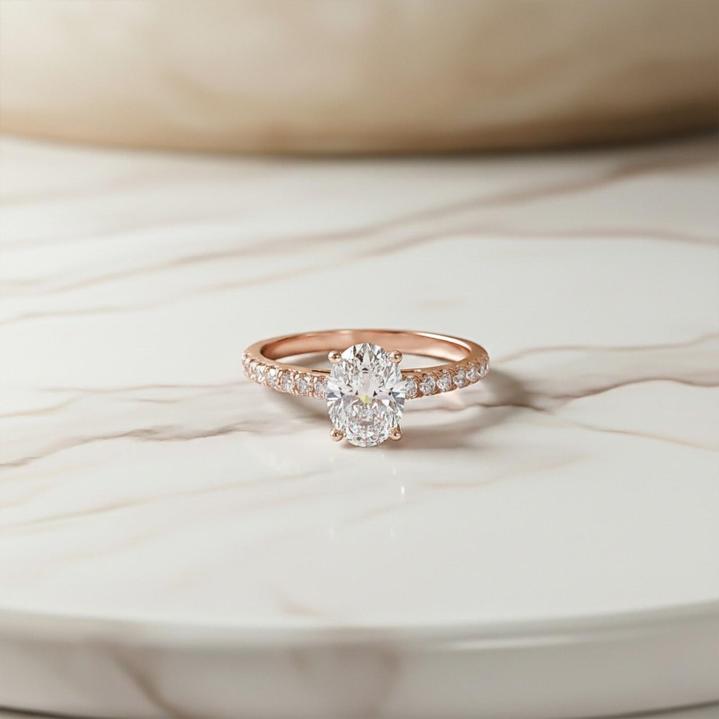 Oval Moissanite Shoulder Set Ring