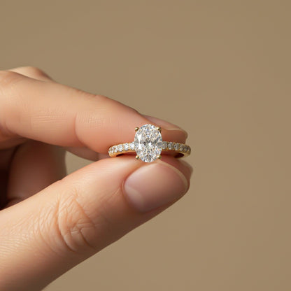 Oval Moissanite Shoulder Set Ring