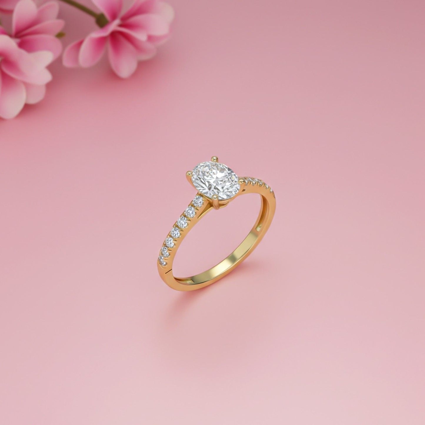 Oval Moissanite Shoulder Set Ring