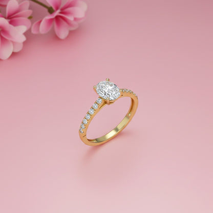 Oval Moissanite Shoulder Set Ring