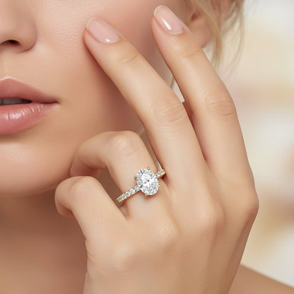 Oval Moissanite Shoulder Set Ring