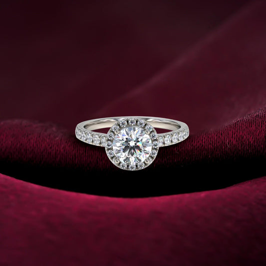 Round Moissanite Single Halo Ring