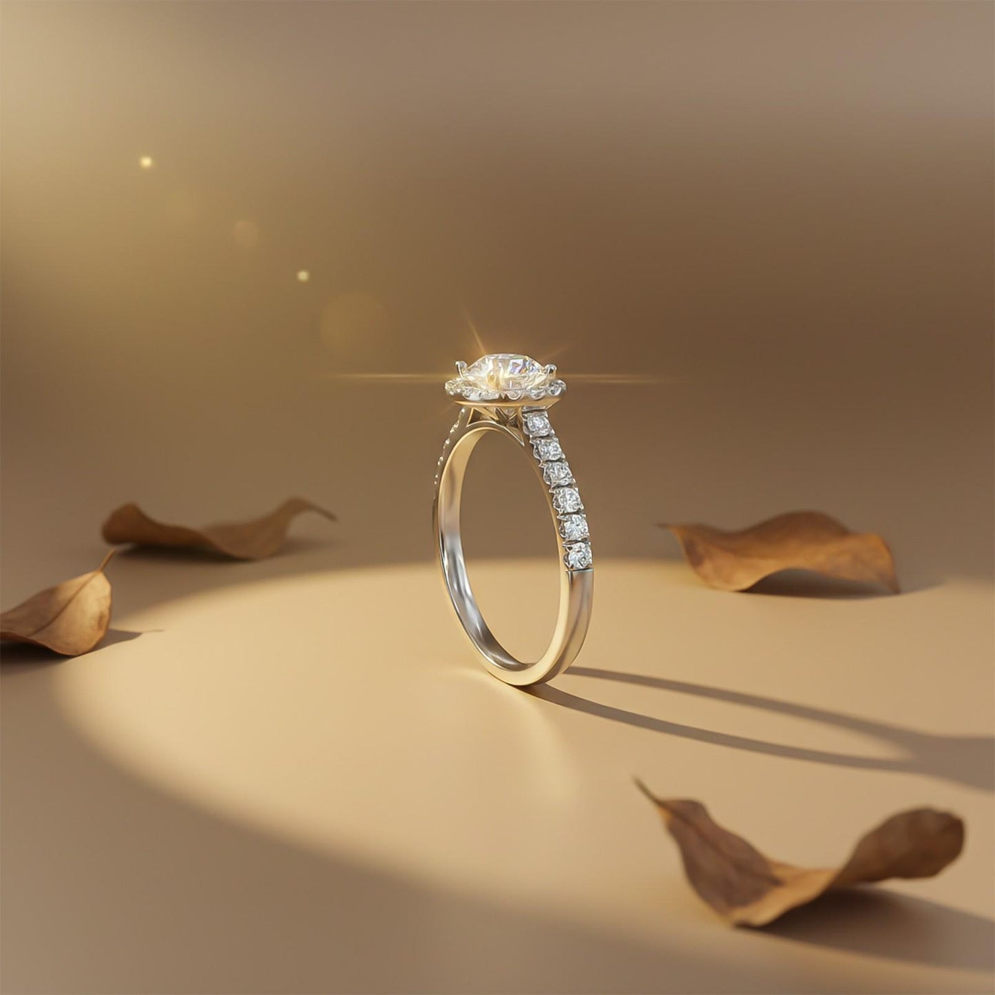 Round Moissanite Single Halo Ring
