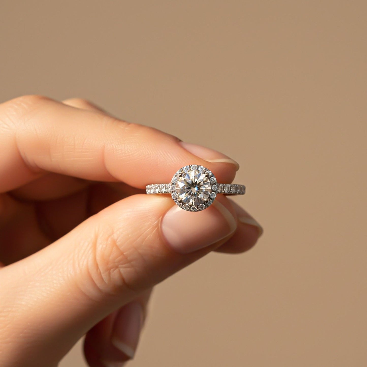Round Moissanite Single Halo Ring