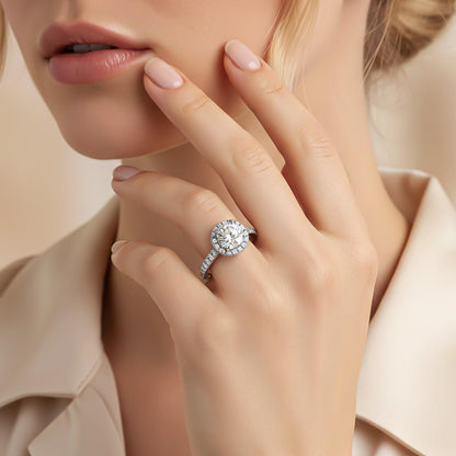 Round Moissanite Single Halo Ring