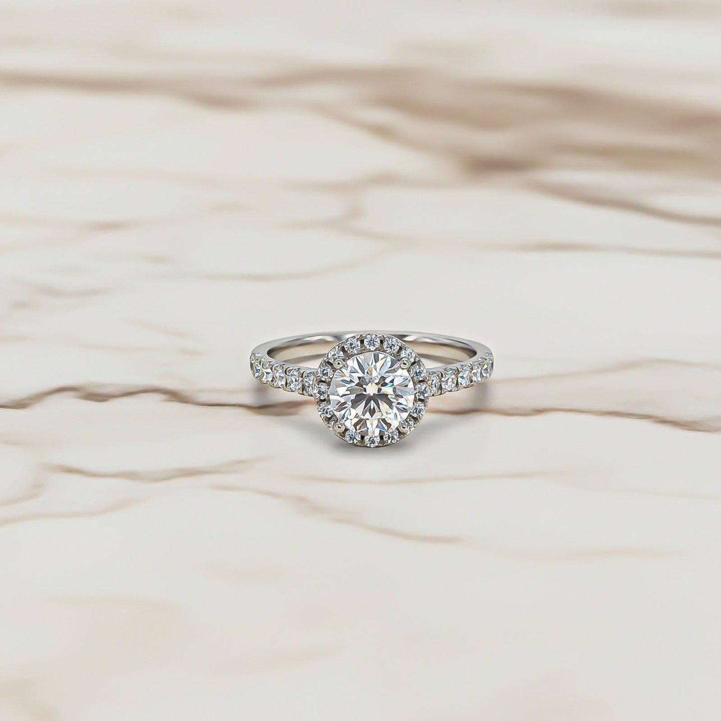 Round Moissanite Single Halo Ring