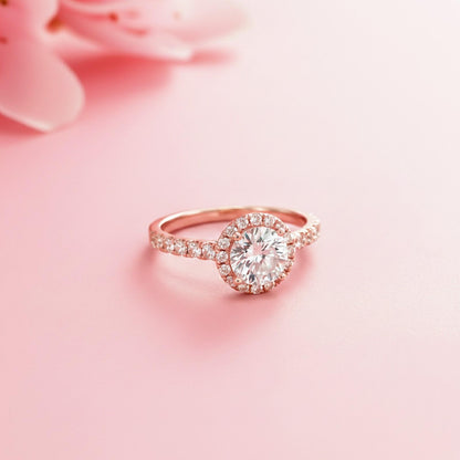 Round Moissanite Single Halo Ring