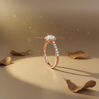 Round Moissanite Single Halo Ring