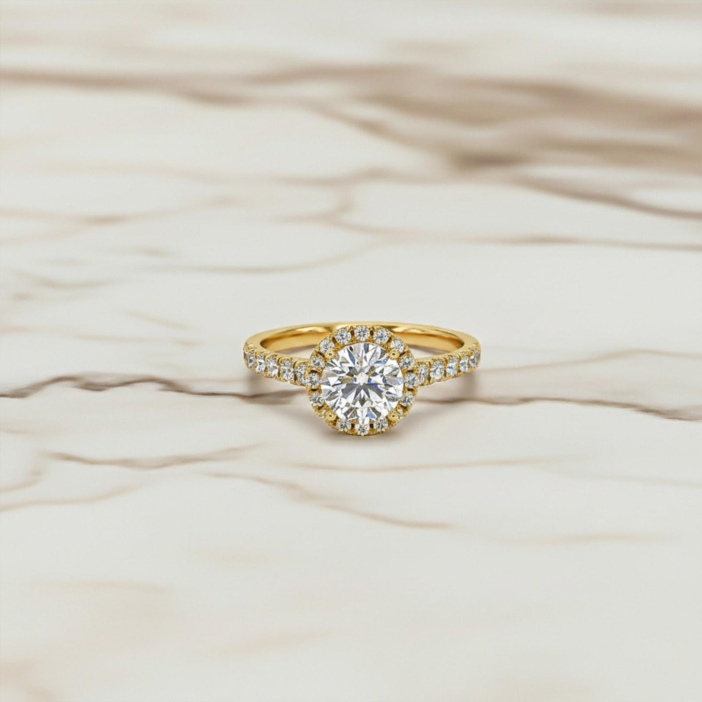 Round Moissanite Single Halo Ring