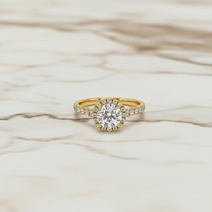 Round Moissanite Single Halo Ring