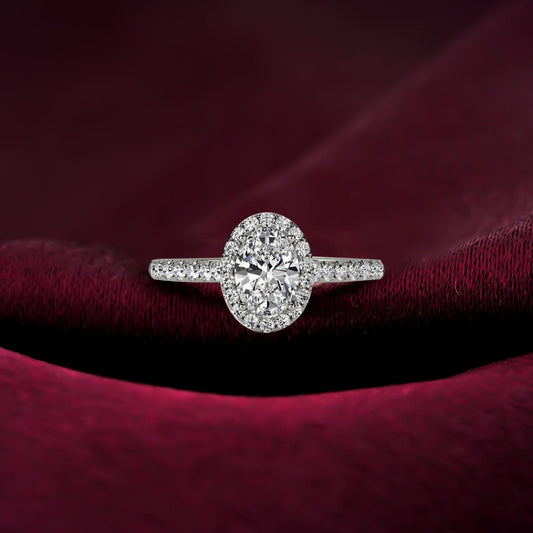 1.25Ct Moissanite Oval Single Halo Ring