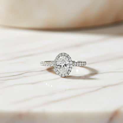 1.25Ct Moissanite Oval Single Halo Ring