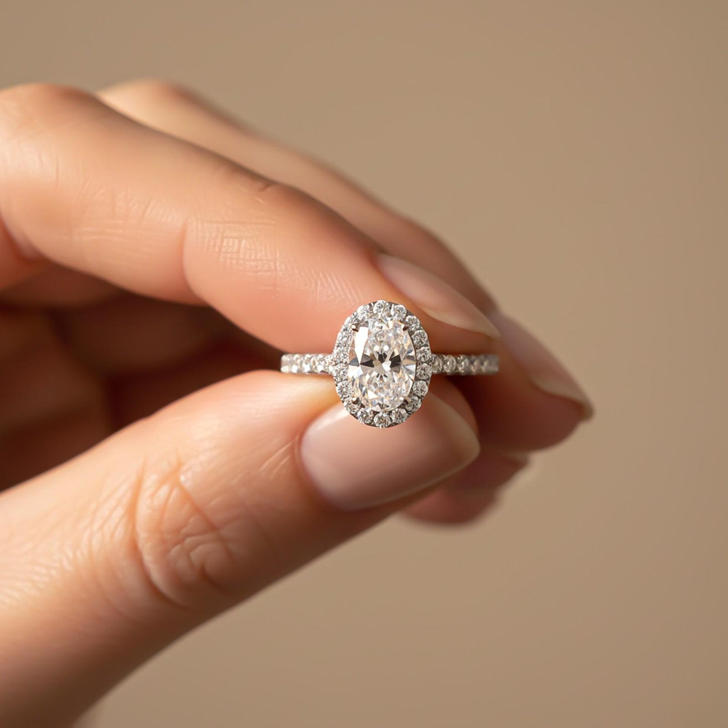 1.25Ct Moissanite Oval Single Halo Ring