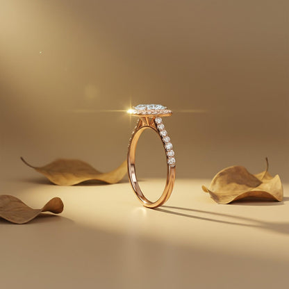 1.25Ct Moissanite Oval Single Halo Ring