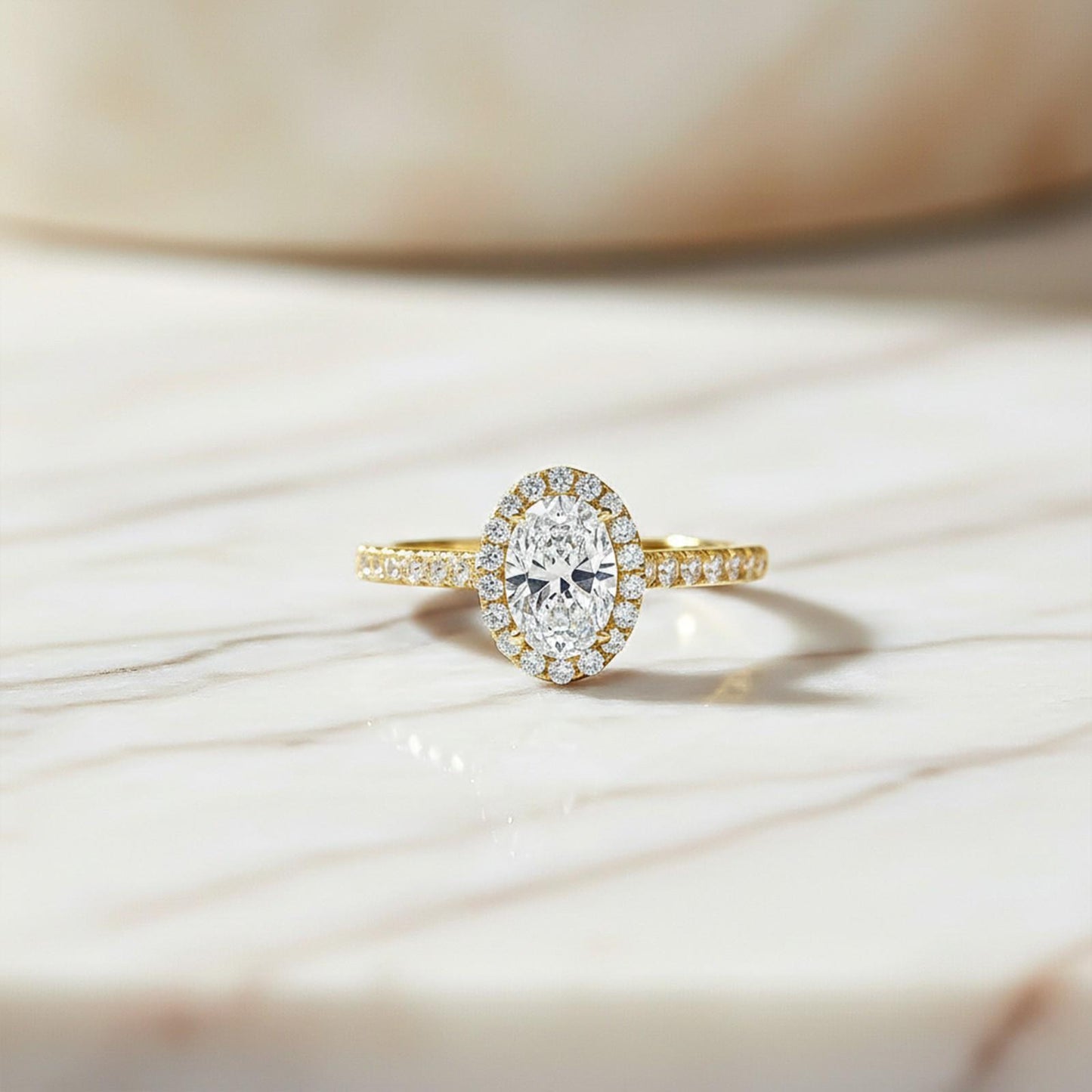 1.25Ct Moissanite Oval Single Halo Ring